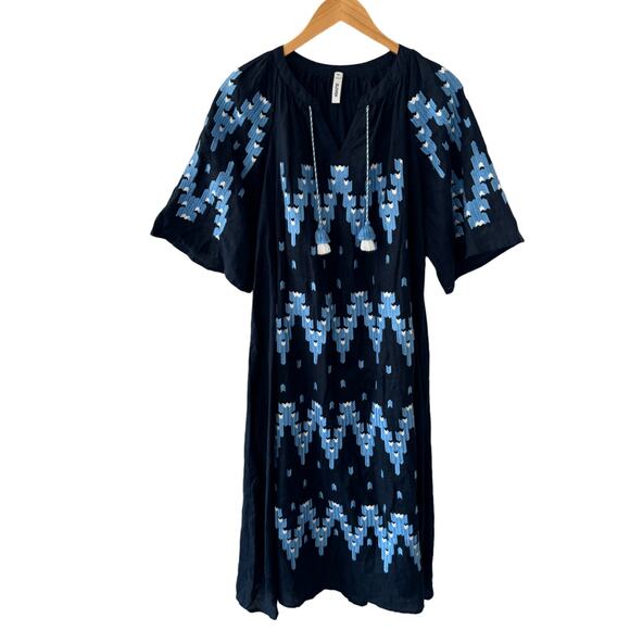 ELEVEN by March11 Naomi Embroidered Maxi Dress‎ Navy Blue Size XS - Picture 1 of 8